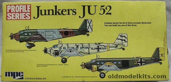MPC 1/72 Junkers Ju-52 3MG/3M Profile Series - Spanish Civil War / Crete / Winter Luftwaffe, 2-2006 plastic model kit